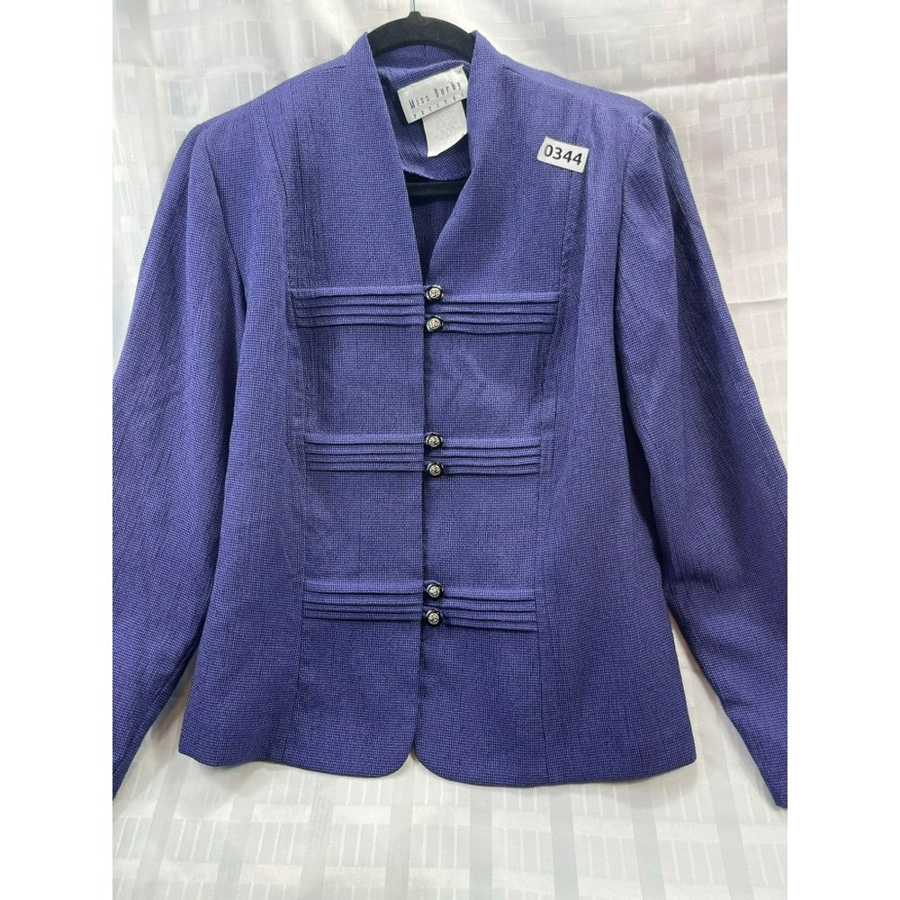 miss dorby petites, Women blazer, long sleeve, color purple, size 10p